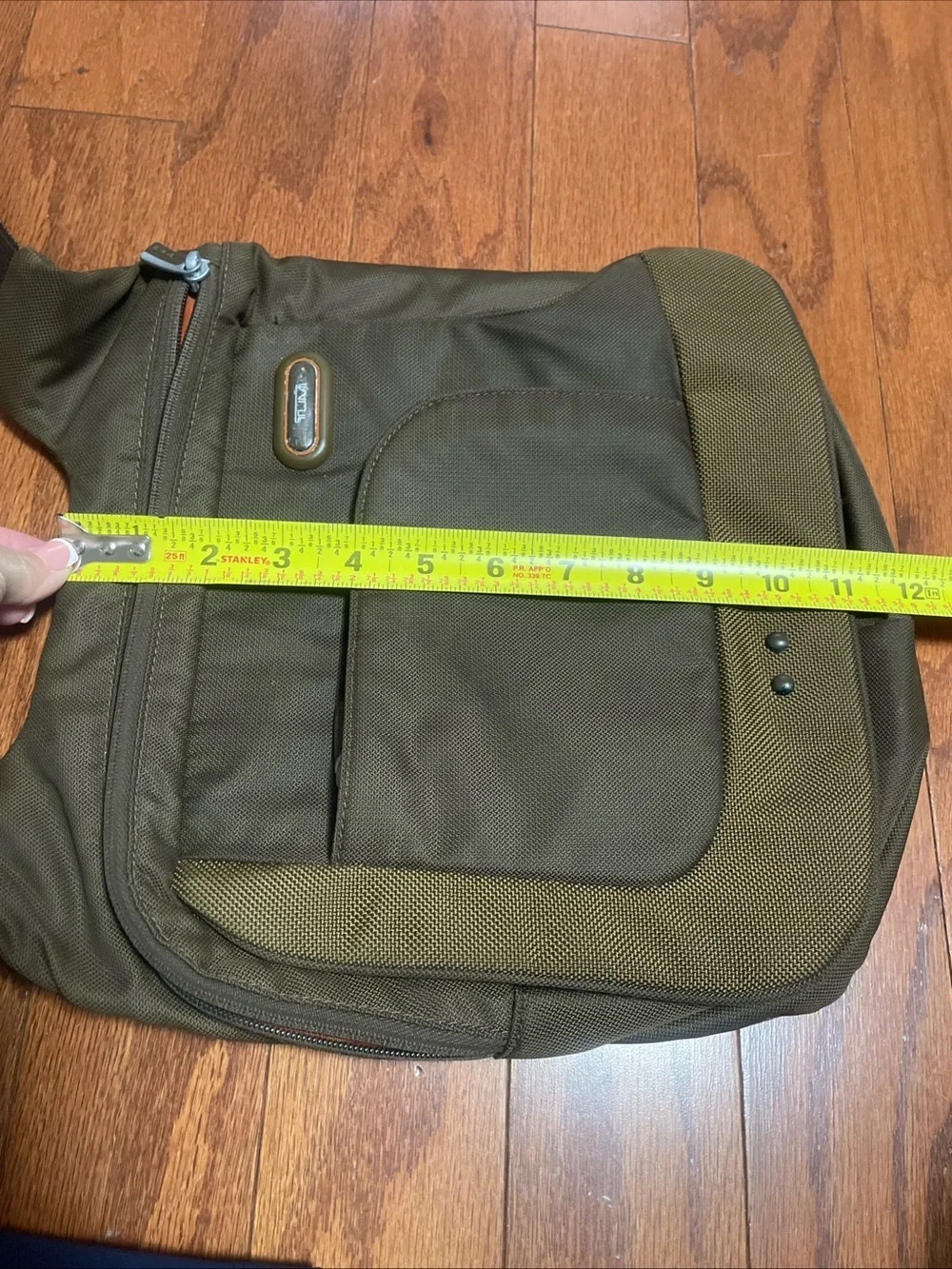 Tumi T Tech Shoulder Messenger Bag 5123B Olive Green / Brown
